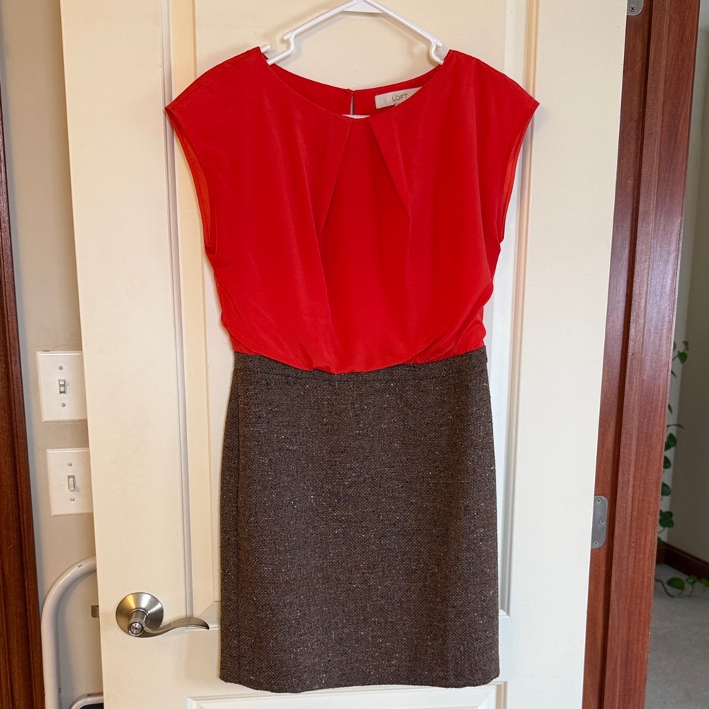 Rust orange and Brown tweed Dress